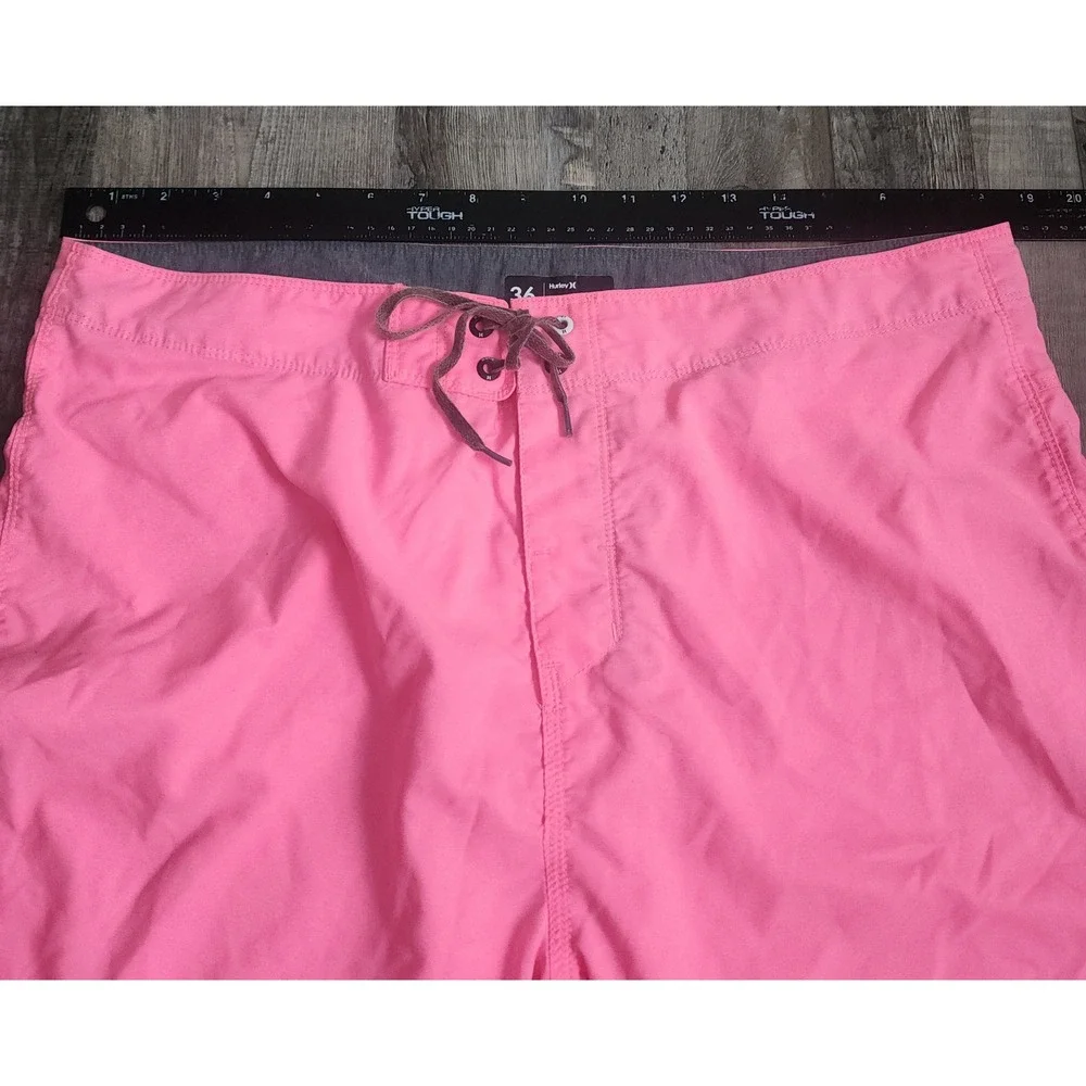 Hurley Board Shorts Mens 36 Pink Swim Trunks Surf Beachwear Logo Pocket Cord Hot